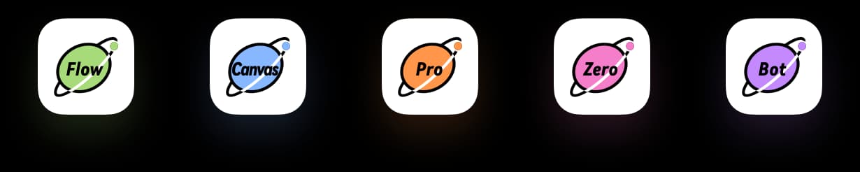 Astro product-family logos — Flow shown as a distinct mark within the platform